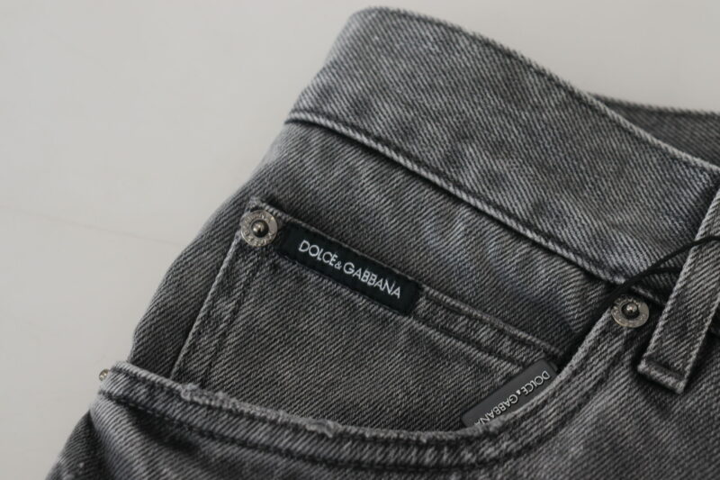 Dolce & Gabbana Elegant Grey Checkered Denim Treasure - Image 7