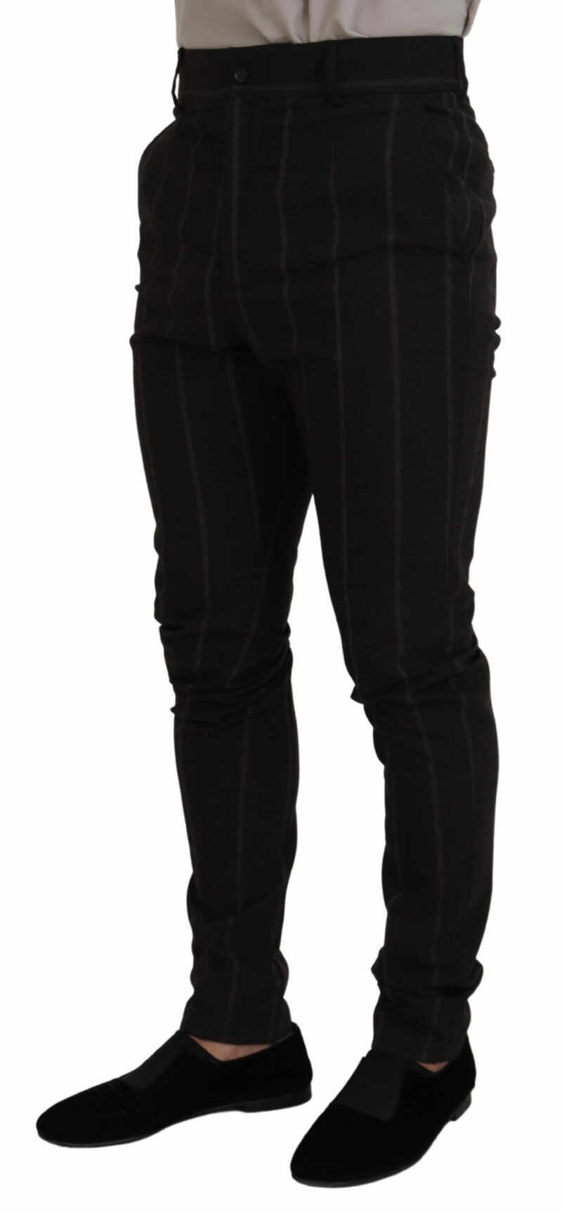Dolce & Gabbana Elegant Black Striped Chino Pants - Image 2