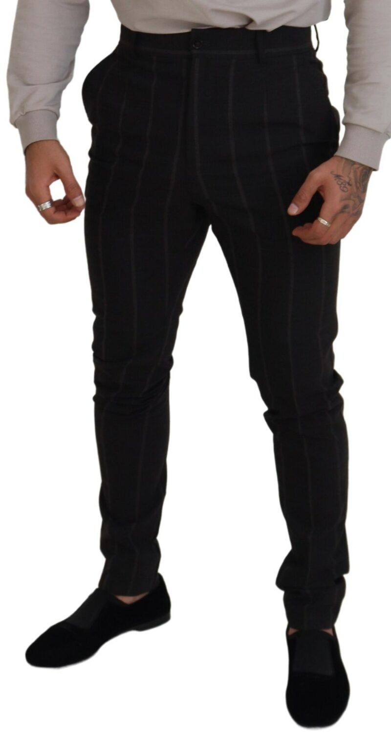 Dolce & Gabbana Elegant Black Striped Chino Pants - Image 4
