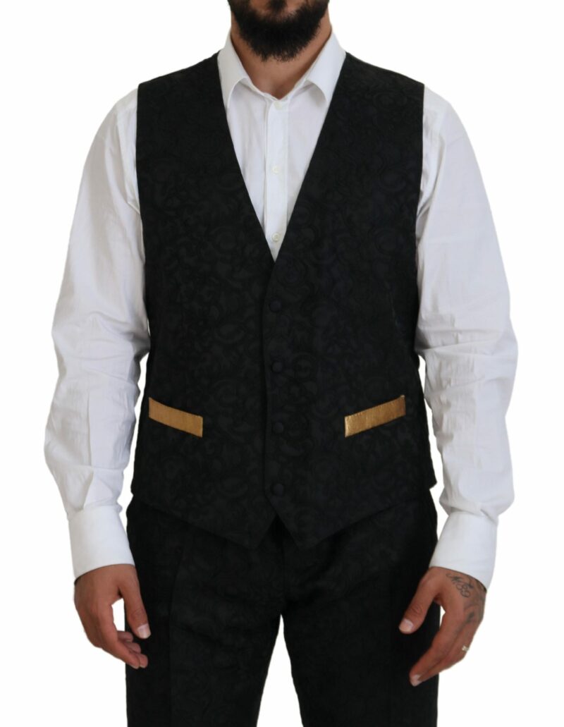 Dolce & Gabbana Elegant Black & Gold Slim Fit 3 Piece Suit - Image 5