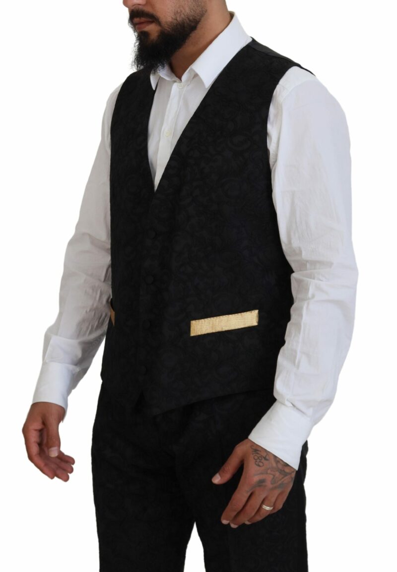 Dolce & Gabbana Elegant Black & Gold Slim Fit 3 Piece Suit - Image 6