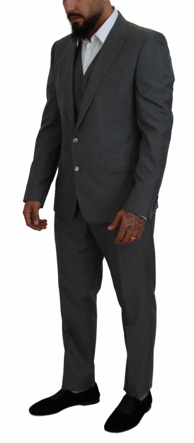Dolce & Gabbana Sleek Silver Martini Slim Fit Three-Piece Suit - Image 6
