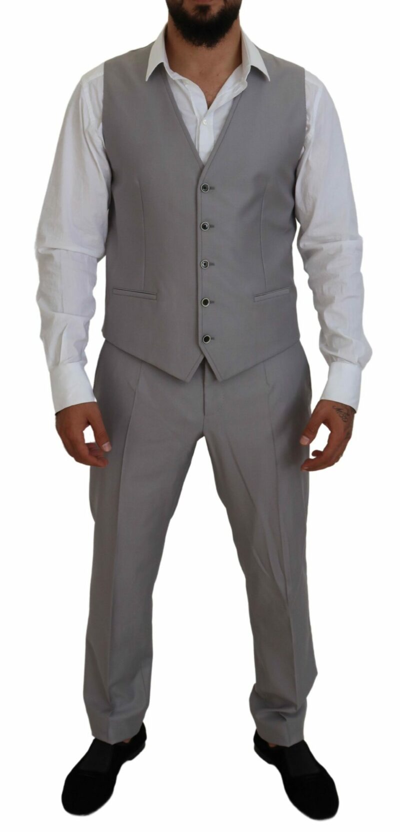 Dolce & Gabbana Elegant Silver Slim Fit Three-Piece Suit - Image 6