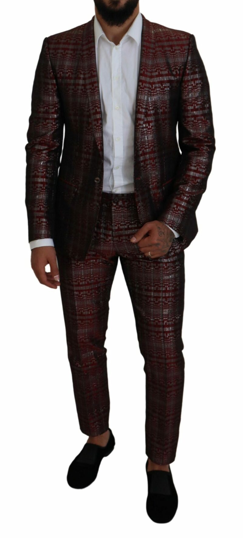 Dolce & Gabbana Bordeaux Fantasy Slim Fit Two-Piece Suit - Image 3
