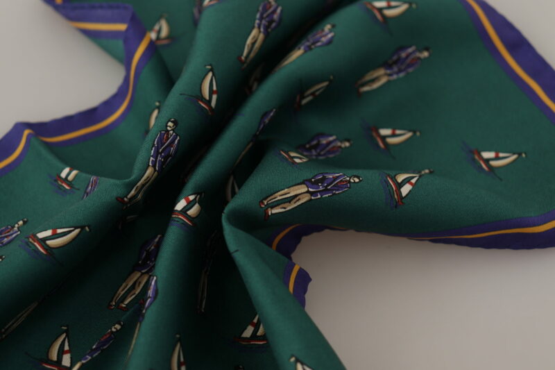 Dolce & Gabbana Elegant Green Silk Men's Square Scarf - Image 2