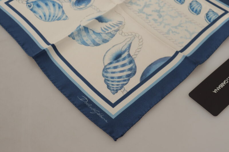 Dolce & Gabbana Elegant Blue Silk Men's Square Scarf - Image 3