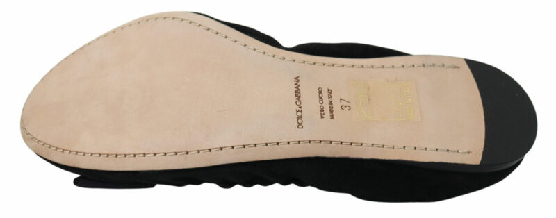 Dolce & Gabbana Elegant Black Suede Ballet Flats - Image 4