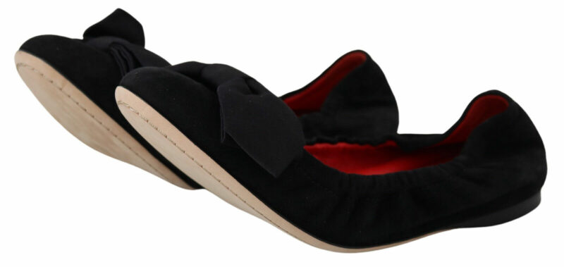 Dolce & Gabbana Elegant Black Suede Ballet Flats - Image 7