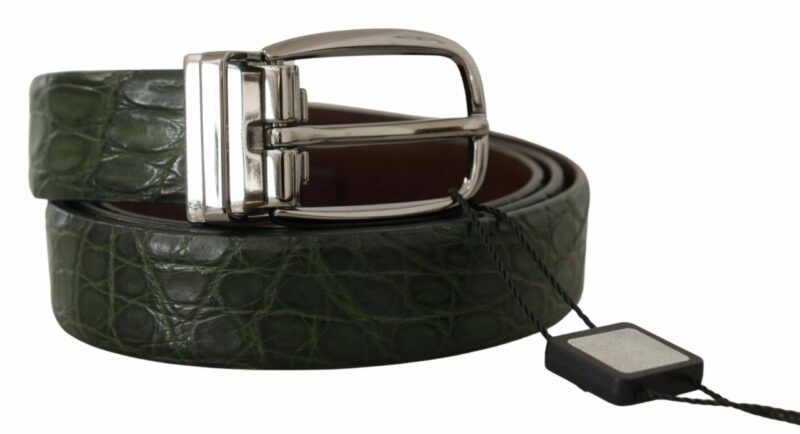 Dolce & Gabbana Elegant Italian Leather Crocodile Belt - Image 2