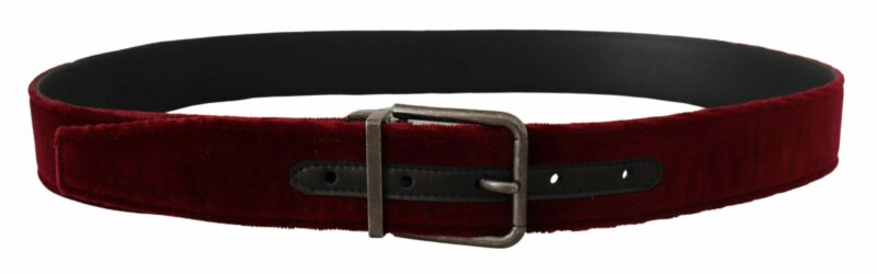 Dolce & Gabbana Velvet Maroon Elegance Belt - Image 2