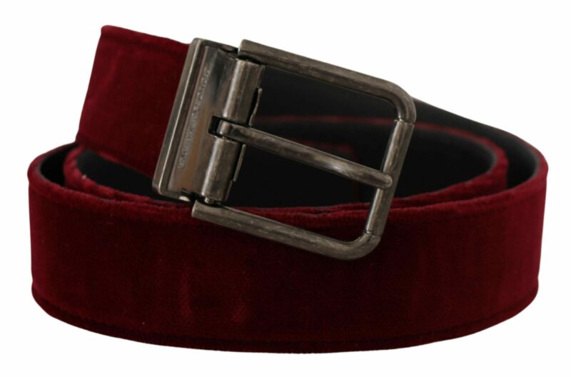 Dolce & Gabbana Velvet Maroon Elegance Belt - Image 3