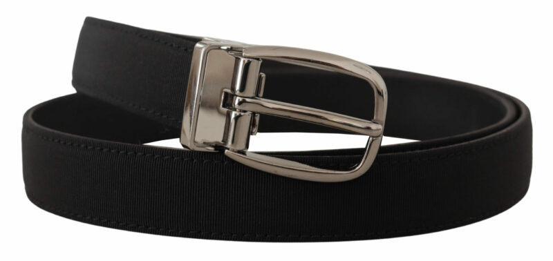 Dolce & Gabbana Elegant Grosgrain Leather Belt with Silver Buckle - Image 2