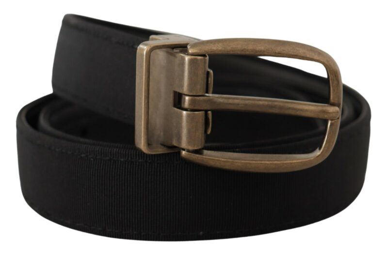 Dolce & Gabbana Elegant Grosgrain Leather Belt - Black - Image 2