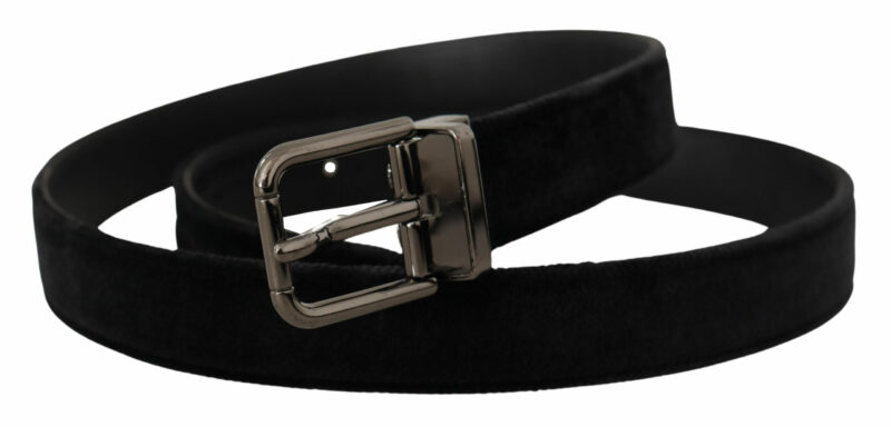 Dolce & Gabbana Elegant Black Leather Belt with Silver Tone Buckle - Image 2