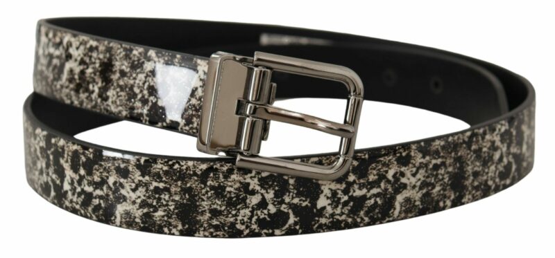 Dolce & Gabbana Elegant Black Marble Print Leather Belt - Image 3