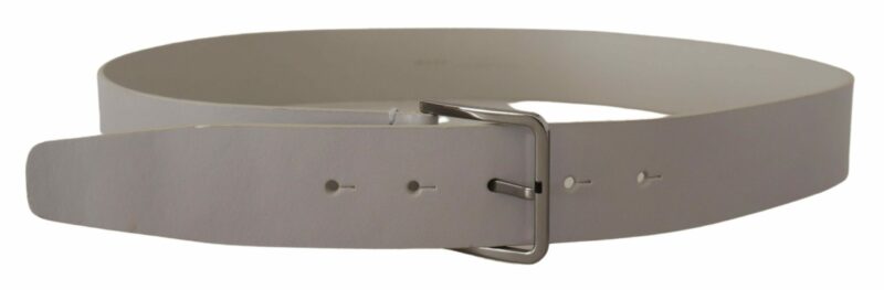 Dolce & Gabbana Elegant White Vitello Leather Belt - Image 3