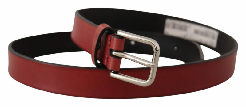 Dolce & Gabbana Elegant Maroon Italian Leather Belt - Image 2