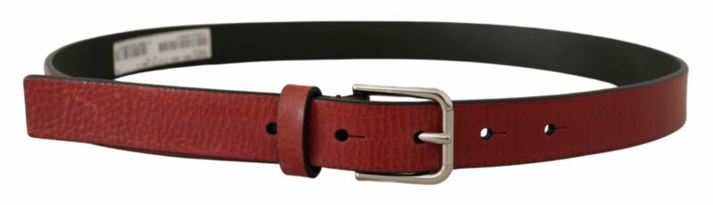 Dolce & Gabbana Elegant Maroon Italian Leather Belt - Image 3