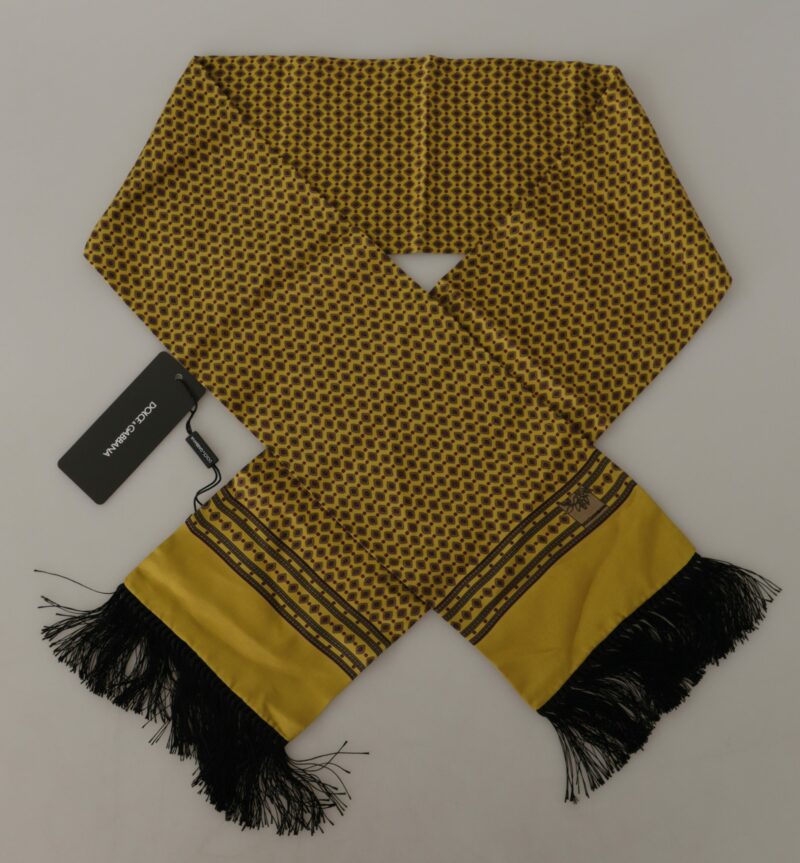 Dolce & Gabbana Elegant Yellow Silk Men's Scarf - Image 3