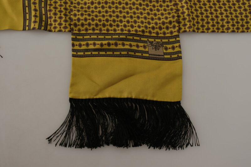 Dolce & Gabbana Elegant Yellow Silk Men's Scarf - Image 4