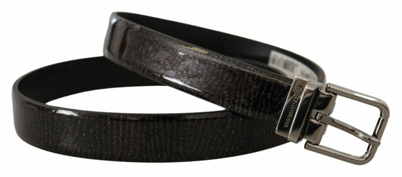Dolce & Gabbana Elegant Black Leather Belt with Silver Buckle - Image 2