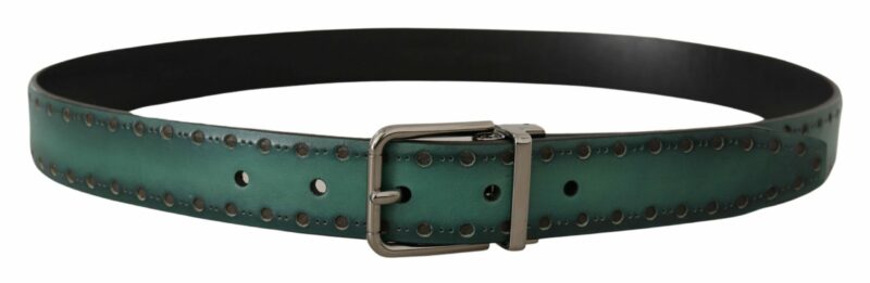 Dolce & Gabbana Elegant Leather Belt with Silver Tone Buckle - Image 3