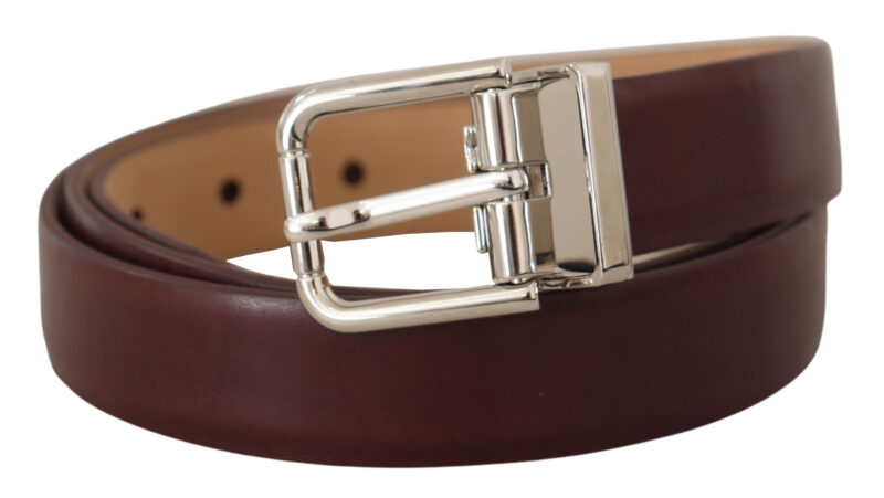 Dolce & Gabbana Elegant Leather Belt with Silver Tone Buckle - Image 2