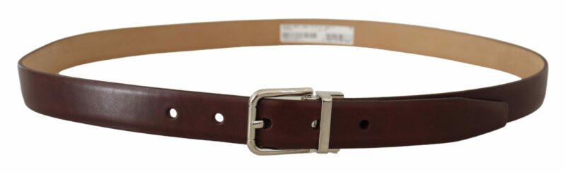 Dolce & Gabbana Elegant Leather Belt with Silver Tone Buckle - Image 3