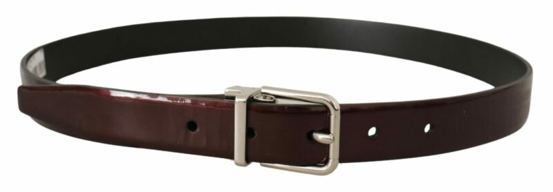 Dolce & Gabbana Elegant Dark Brown Patent Leather Belt - Image 3