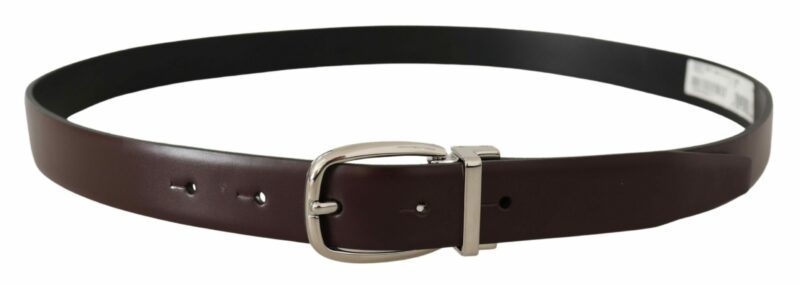 Dolce & Gabbana Elegant Leather Belt with Silver Metal Buckle - Image 3