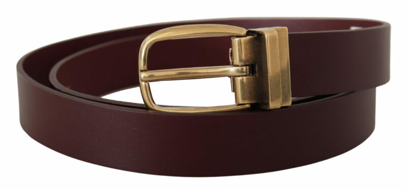 Dolce & Gabbana Elegant Brown Leather Belt with Gold Buckle - Image 2