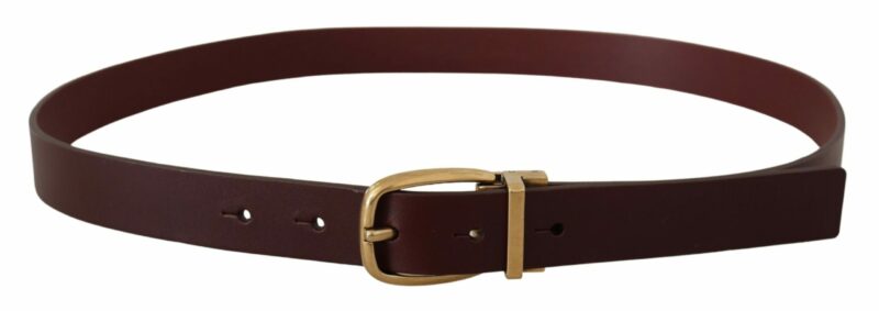 Dolce & Gabbana Elegant Brown Leather Belt with Gold Buckle - Image 3