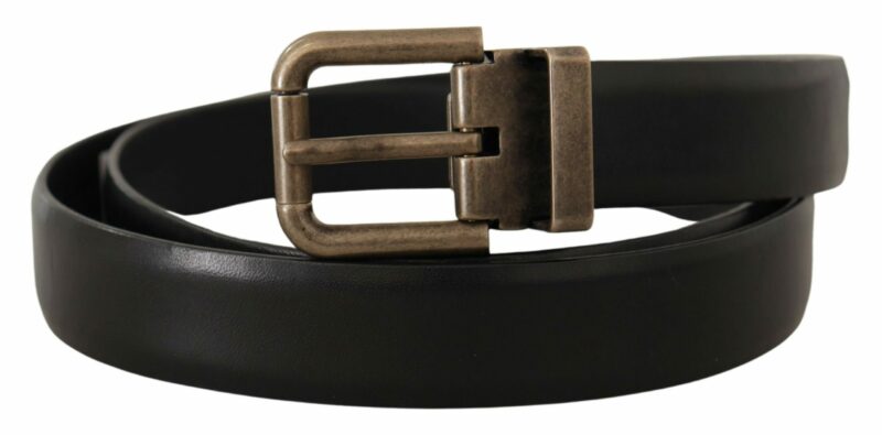 Dolce & Gabbana Elegant Black Calf Leather Belt - Image 2