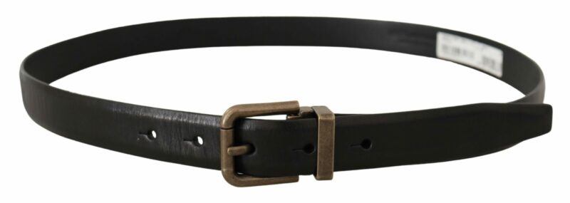 Dolce & Gabbana Elegant Black Calf Leather Belt - Image 3