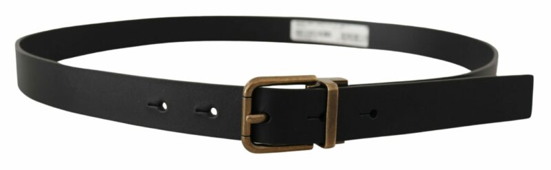 Dolce & Gabbana Elegant Black Leather Belt with Vintage Buckle - Image 3