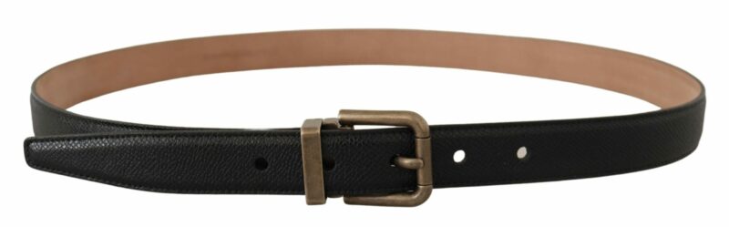 Dolce & Gabbana Elegant Black Leather Belt with Vintage Metal Buckle - Image 3