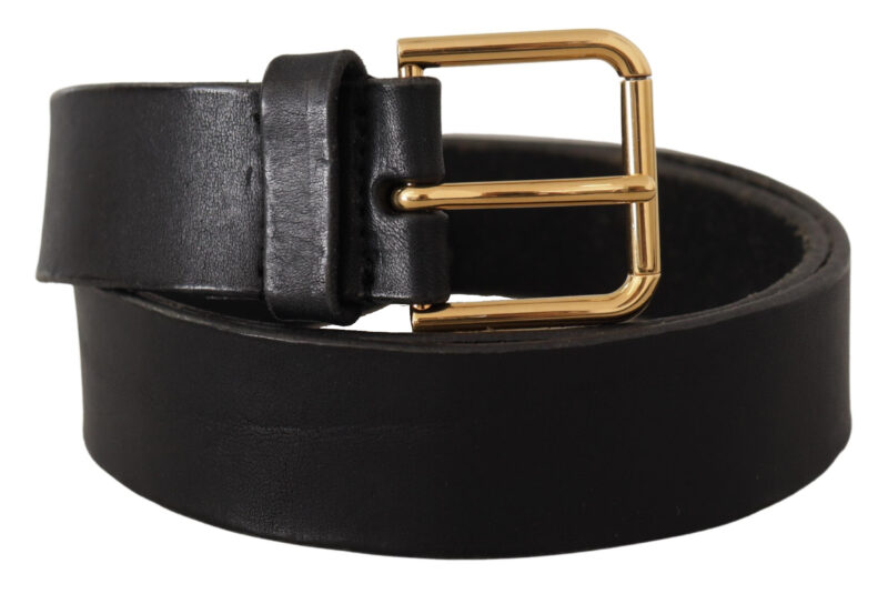 Dolce & Gabbana Elegant Black Leather Belt with Metal Buckle - Image 3