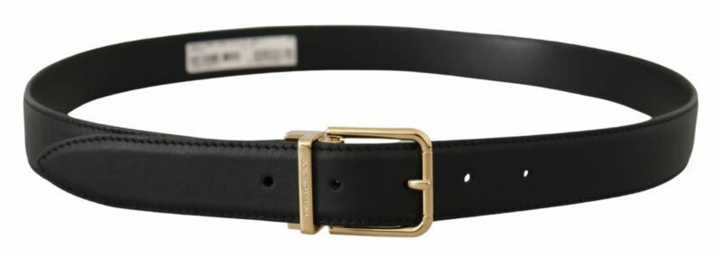 Dolce & Gabbana Elegant Black Leather Belt with Metal Buckle - Image 3
