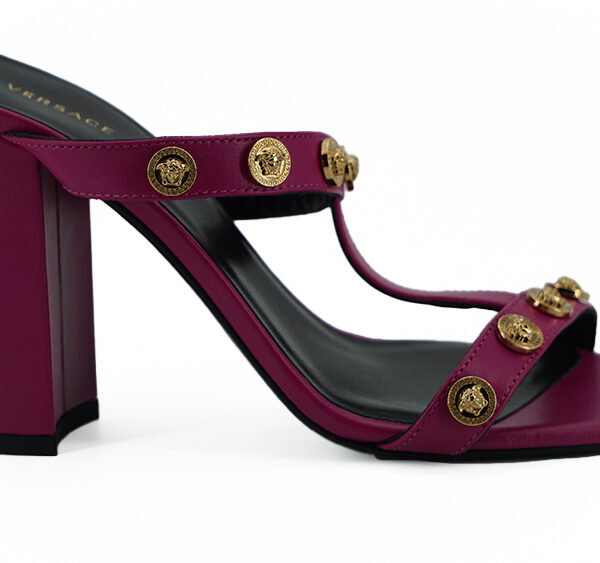 Versace Elegant Purple Calf Leather High Sandals