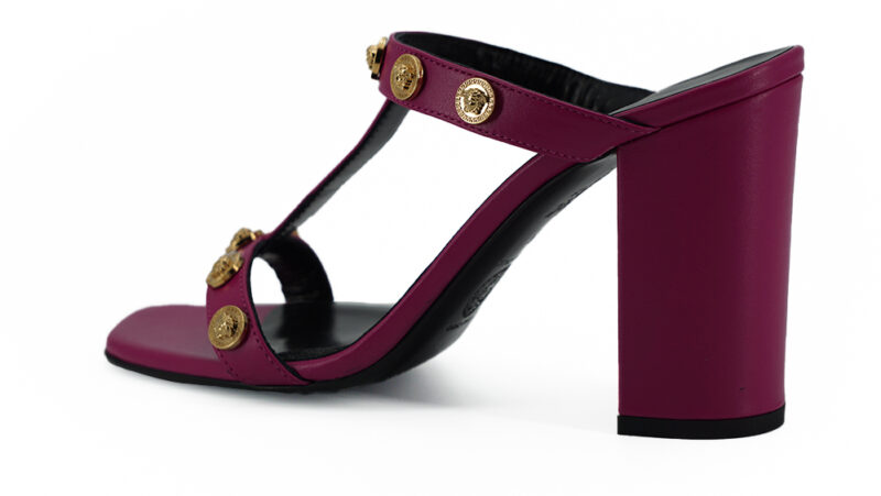 Versace Elegant Purple Calf Leather High Sandals - Image 3