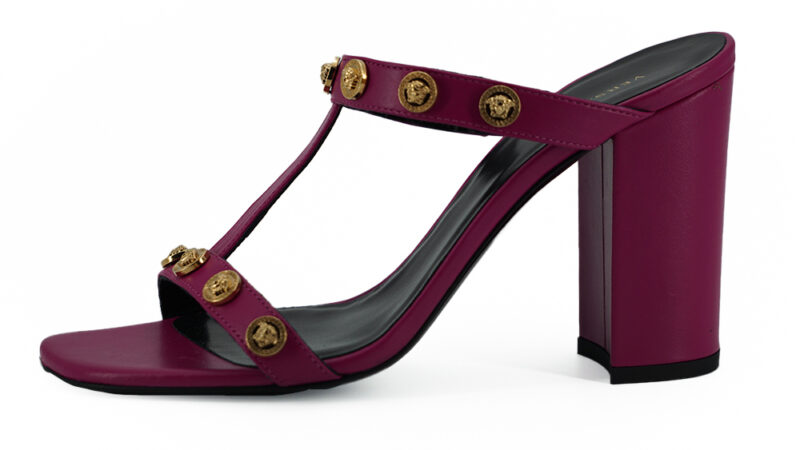 Versace Elegant Purple Calf Leather High Sandals - Image 4