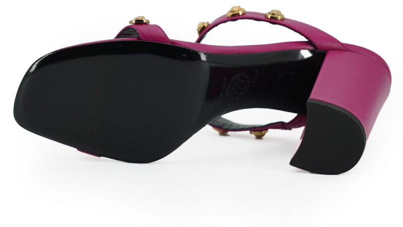 Versace Elegant Purple Calf Leather High Sandals - Image 7