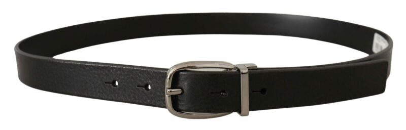Dolce & Gabbana Elegant Black Leather Belt with Metal Buckle - Image 3