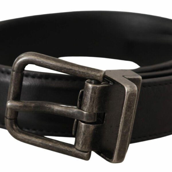 Dolce & Gabbana Elegant Black Leather Belt with Metal Buckle