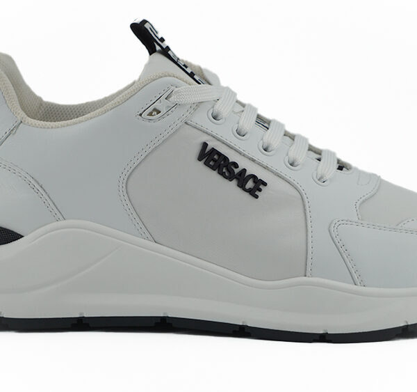 Versace Sleek White Calf Leather Sneakers