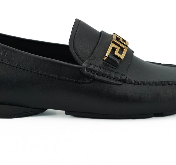 Versace Elegant Black Calf Leather Men's Loafers
