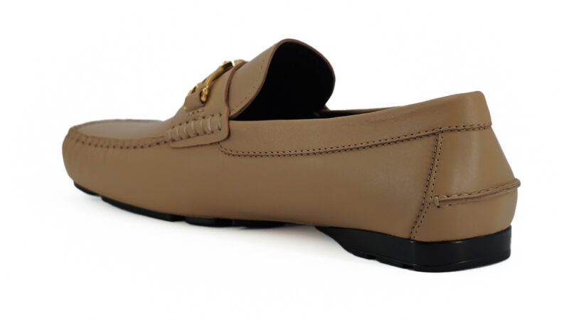 Versace Exquisite Medusa Gold-Tone Leather Loafers - Image 3