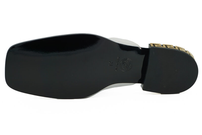 Versace Elegant White Leather Flat Slides - Image 6
