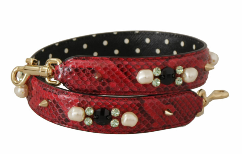 Dolce & Gabbana Elegant Red Python Leather Shoulder Strap - Image 2