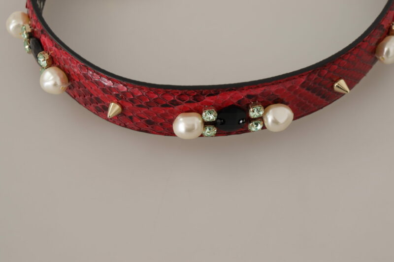 Dolce & Gabbana Elegant Red Python Leather Shoulder Strap - Image 4